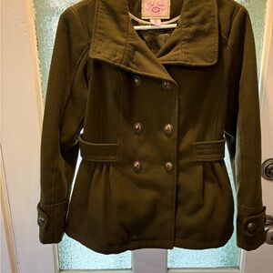 Pink Envelope M Army Green Double-Breasted Pea Coat